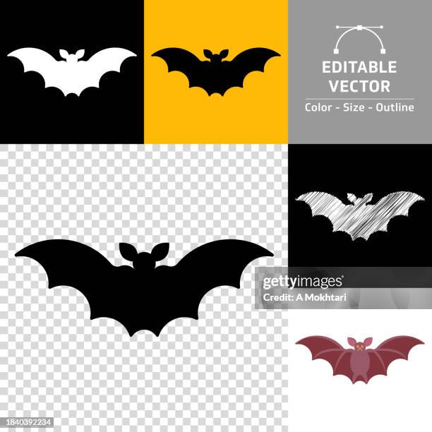 bat icon set. - flying bat stock illustrations