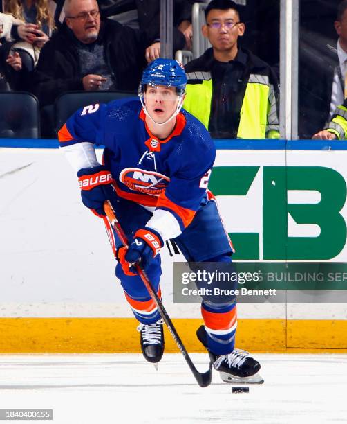 Mike Reilly of the New York Islanders skates against the Columbus Blue Jackets at UBS Arena on December 07, 2023 in Elmont, New York.