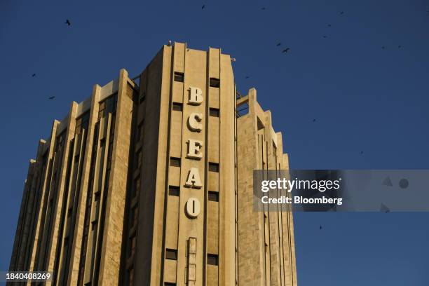 The Central Bank of West African States headquarters in Dakar, Senegal, on Saturday, Nov. 25, 2023. West Africa's growth slowed to 3.7% this year...