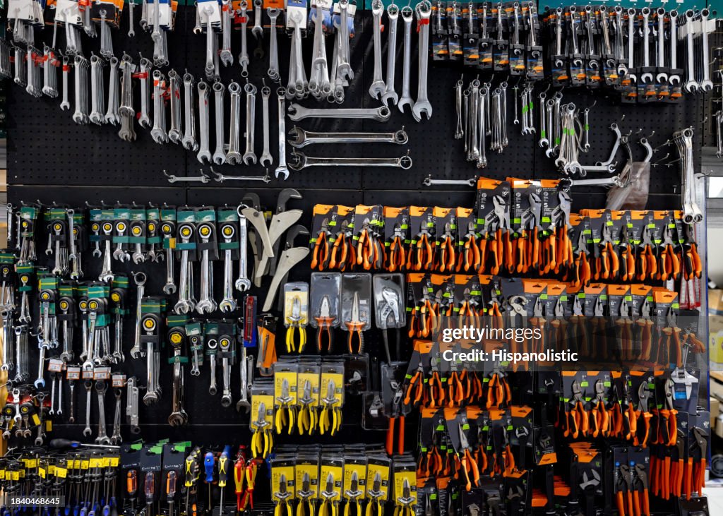 Tool display at a hardware store