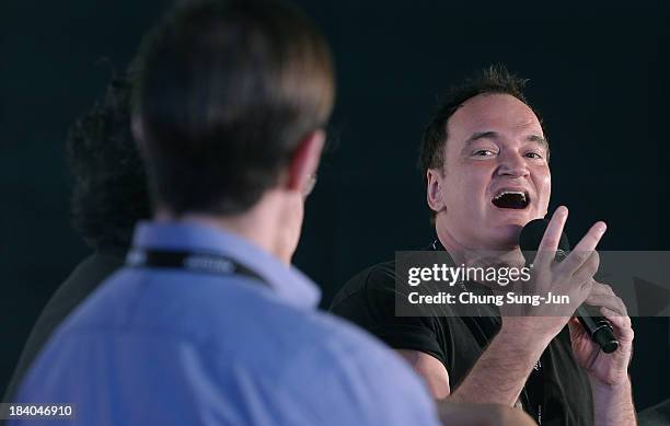 Director Quentin Tarantino attends the Open Talk at the Busan Cinema Center Square Outdoor Stage during the 18th Busan International Film Festival on...