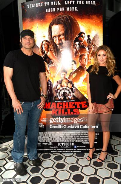 Director Robert Rodriguez and Actress Alexa Vega attend the "Machete Kills" Screening - Post-Reception at Soho House on October 10, 2013 in Miami...