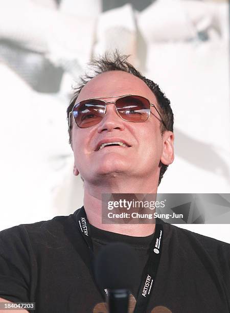 Director Quentin Tarantino attends the Open Talk at the Busan Cinema Center Square Outdoor Stage during the 18th Busan International Film Festival on...