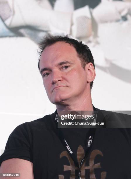 Director Quentin Tarantino attends the Open Talk at the Busan Cinema Center Square Outdoor Stage during the 18th Busan International Film Festival on...