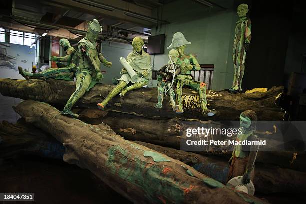 Folkert de Jong's 'The Shooting Lesson' goes on show at The Thinking Big auction exhibition at the Sorting Office on October 11, 2013 in London,...