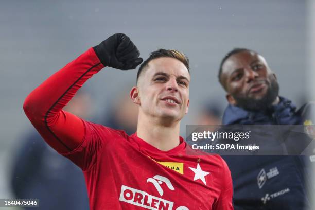 Angel Rodado of Wisla Krakow seen in action during the Fortuna Polish Cup 2023/2024 football match between Wisla Krakow and Stal Rzeszow at Krakow...