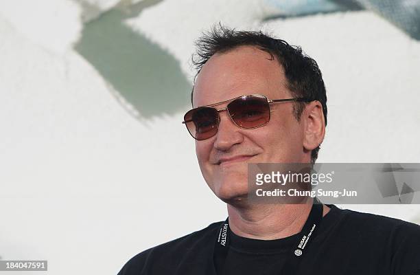 Director Quentin Tarantino attends the Open Talk at the Busan Cinema Center Square Outdoor Stage during the 18th Busan International Film Festival on...