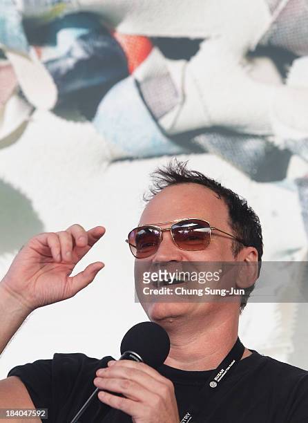 Director Quentin Tarantino attends the Open Talk at the Busan Cinema Center Square Outdoor Stage during the 18th Busan International Film Festival on...