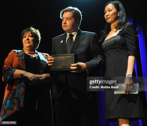 Deborah Lin, Michael Gandolfini and Johanna Antonacci attends the Wounded Warrior Project Carry Forward Awards Show at Club Nokia on October 10, 2013...