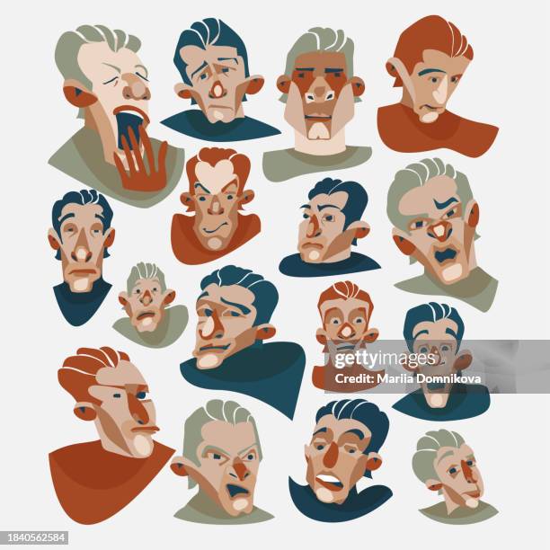 emotion faces set - hidden message stock illustrations