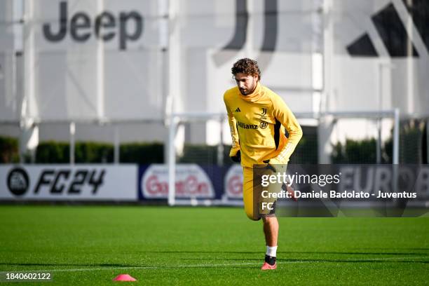 Manuel Locatelli of Juventus during a training session at JTC on December 11, 2023 in Turin, Italy.