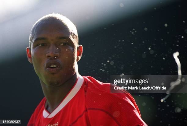 Premier League football. Leeds United v Liverpool, Liverpool player El-Hadji Diouf spits.