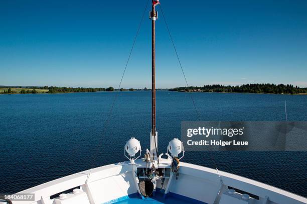 bow of river cruise ship - imbarcazione per passeggeri foto e immagini stock