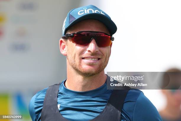 Jos Buttler of England during a Net session ahead of the third CG United One Day International at Kensington Oval on December 08, 2023 in Bridgetown,...