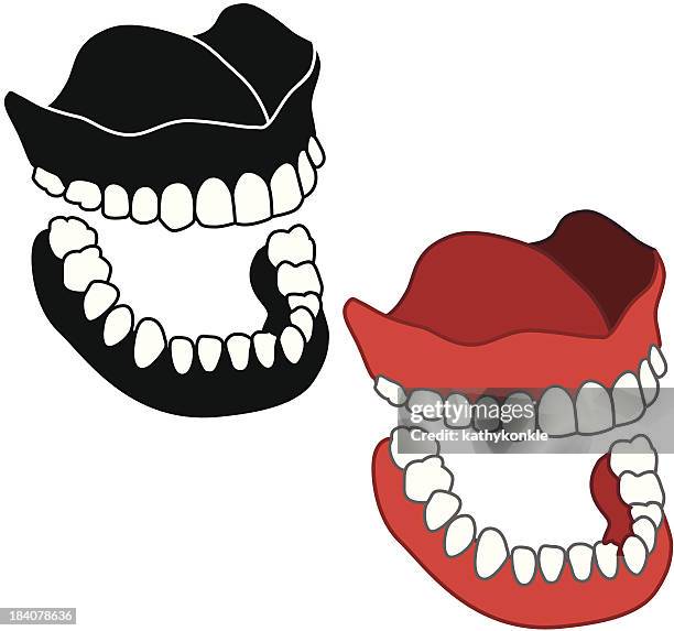 dentures or false teeth - dentures stock illustrations