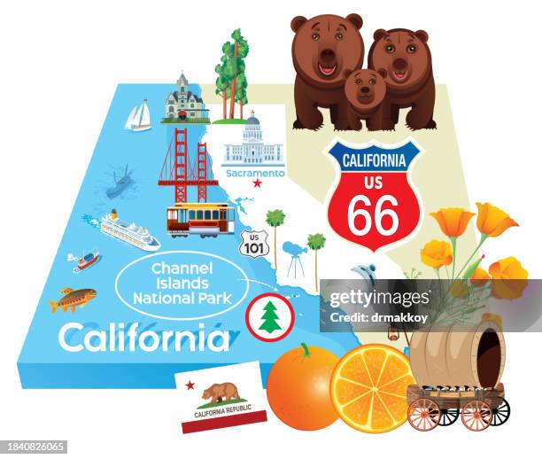 channel islands national park map, california map - us state flag stock illustrations