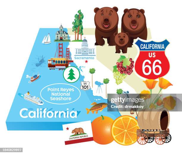 illustrazioni stock, clip art, cartoni animati e icone di tendenza di mappa del parco nazionale di point reyes, california - grande bacino degli stati uniti occidentali