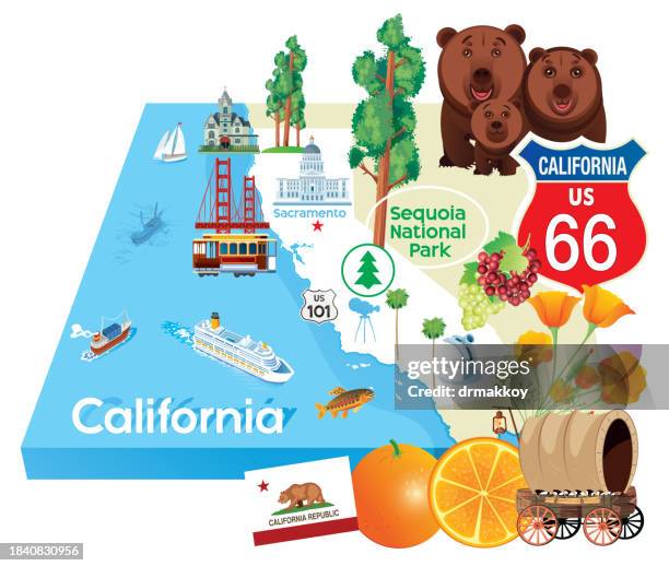 sequoia national park, kalifornien karte - death valley nationalpark stock-grafiken, -clipart, -cartoons und -symbole