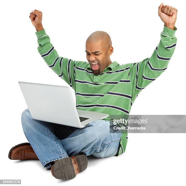 153 Sitting Isolated Black Man Excited Stock Photos, High-Res Pictures ...
