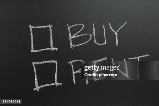 Buy And Rent Check Boxes Drawn On A Chalkboard High-Res Stock Photo ...