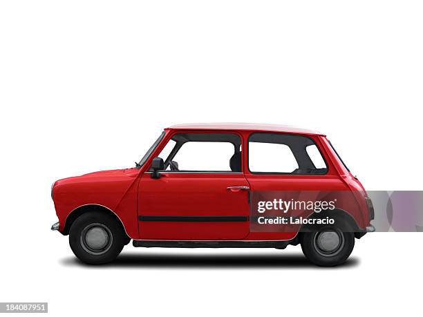 a red mini cooper from the 1960s - car white background stock pictures, royalty-free photos & images