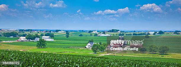 lancaster county fields and farms panorama - lancaster county pennsylvania stock pictures, royalty-free photos & images