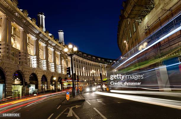 london at night, regent street - regent street stock pictures, royalty-free photos & images