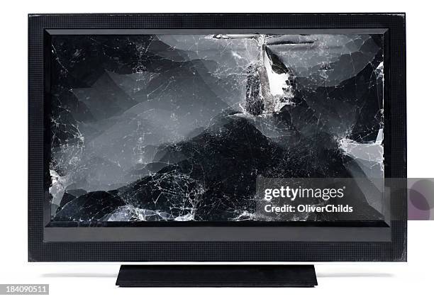 smashed up flat screen hdtv. - plasma stock pictures, royalty-free photos & images