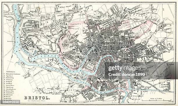 ilustraciones, imágenes clip art, dibujos animados e iconos de stock de mapa de bristol - bristol