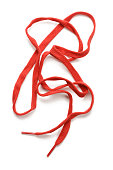 Messy red shoelace isolated on white
