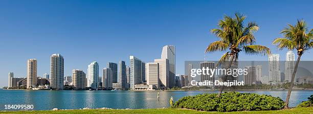 downtown miami city skyline usa - brickell avenue miami stock pictures, royalty-free photos & images