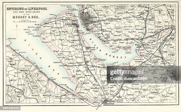 map of liverpool and its environs - dee 幅插畫檔、美工圖案、卡通及圖標