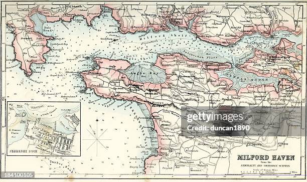 ilustrações de stock, clip art, desenhos animados e ícones de mapa de milford haven - carta marítima