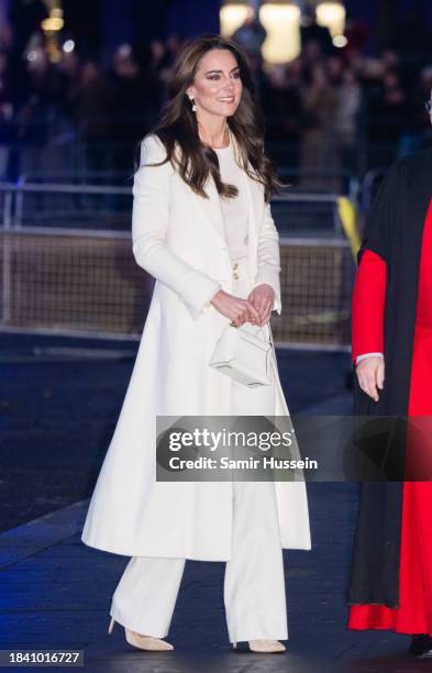 Catherine, Princess of Wales attends The "Together At Christmas" Carol Service at Westminster Abbey on December 08, 2023 in London, England.