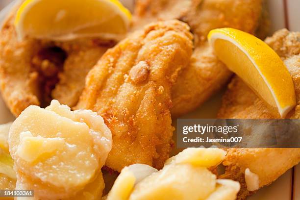 fish and potato salad - perch fish stock pictures, royalty-free photos & images