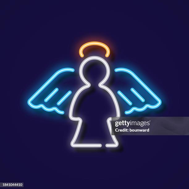 angel neon icon - angel funny stock illustrations