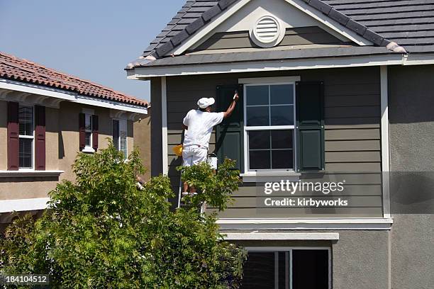 man at work 20 series - painted roof stock pictures, royalty-free photos & images