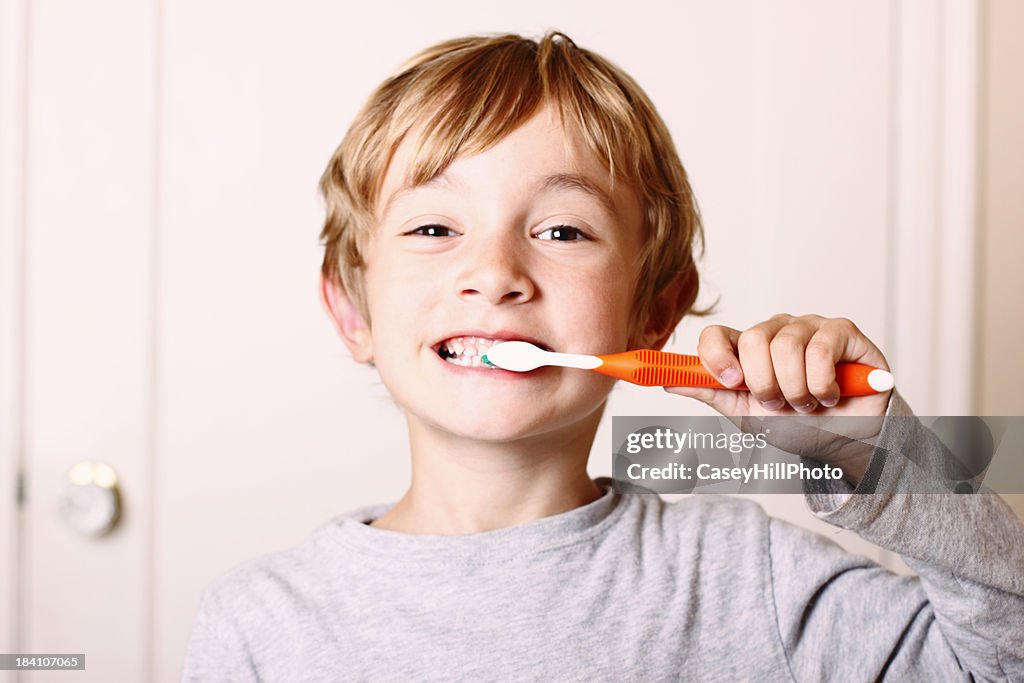 Young Boy Brushing