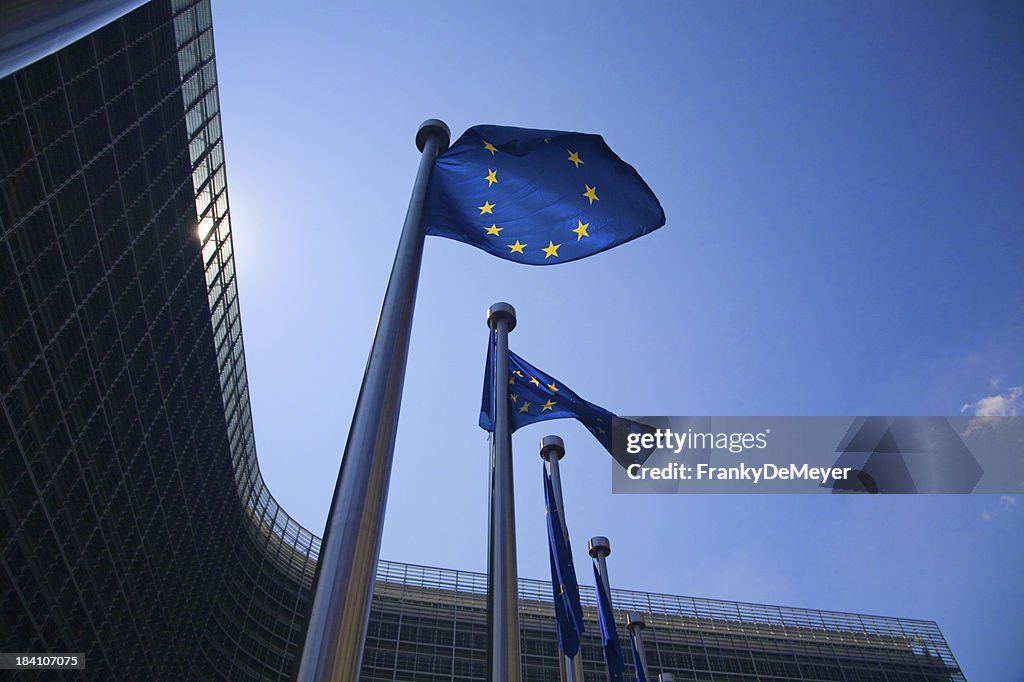 European flags in Brussels