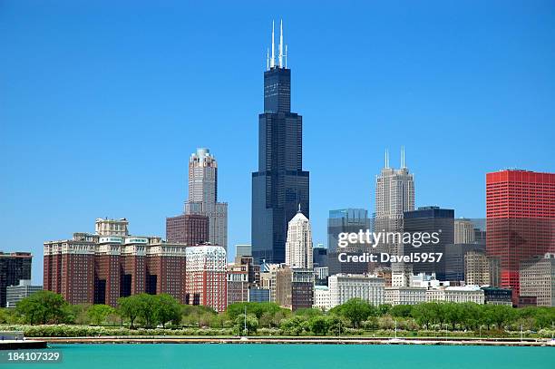 chicago loop skyline - willis tower stock pictures, royalty-free photos & images