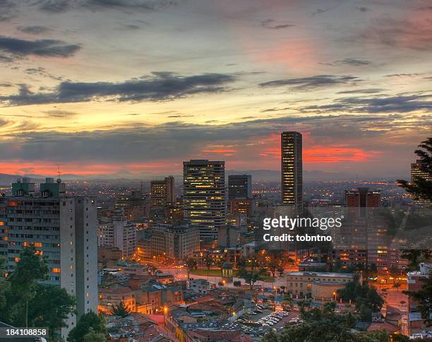 setting sun over bogotá - bogota stock pictures, royalty-free photos & images