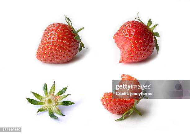 death of a strawberry - eaten strawberry stock pictures, royalty-free photos & images