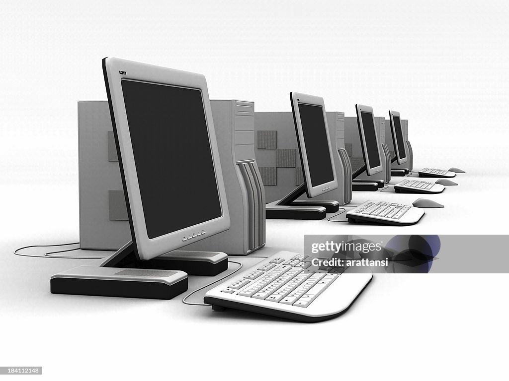 Computer Images Agement Row Of Computers 1 High-Res Stock Photo - Getty Images