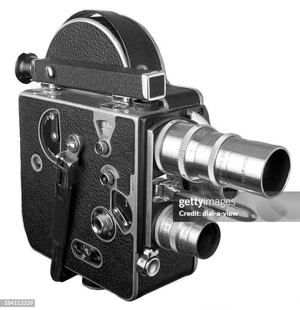 old fashioned 16 mm movie camera isolated on white - vintage hollywood bildbanksfoton och bilder