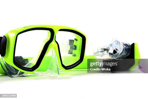 ready to swim - snorkel white background stock pictures, royalty-free photos & images