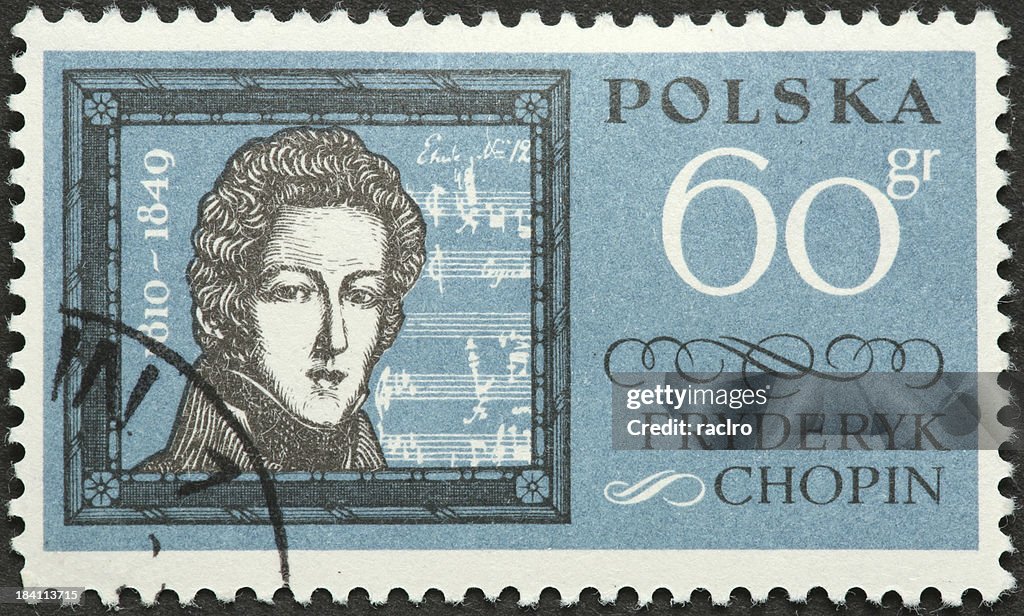 Fryderyk Chopin on an old Polish postage stamp