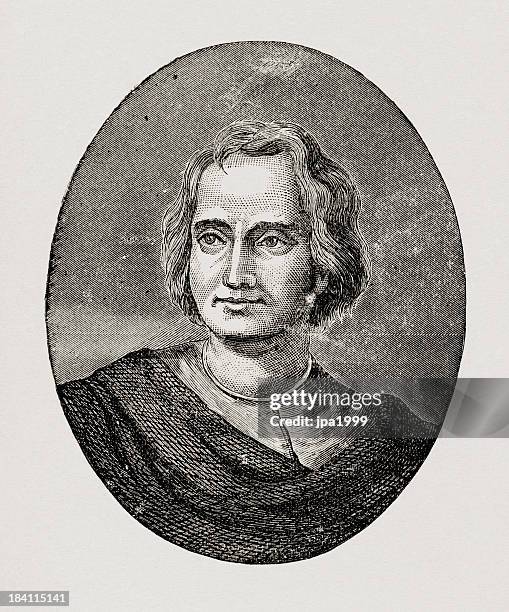 stockillustraties, clipart, cartoons en iconen met portrait of amerigo vespucci - amerigo vespucci