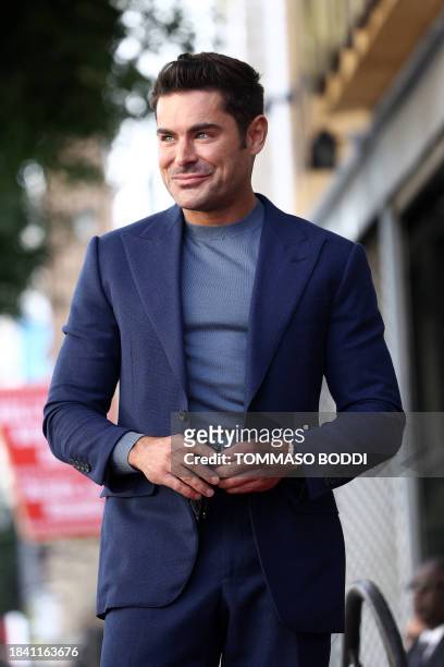Actor Zac Efron poses attends his Hollywood Walk of Fame ceremony in Hollywood, California, December 11, 2023.