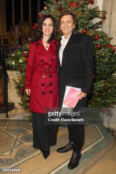 Sally Wood and Ronnie Wood attend The Lady Garden Foundation Carol Concert at Christ Church Kensington on December 11, 2023 in London, England.