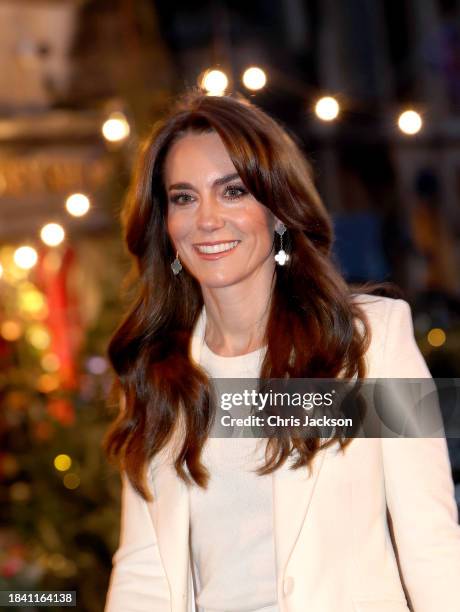 Catherine, Princess of Wales attends The "Together At Christmas" Carol Service at Westminster Abbey on December 08, 2023 in London, England....